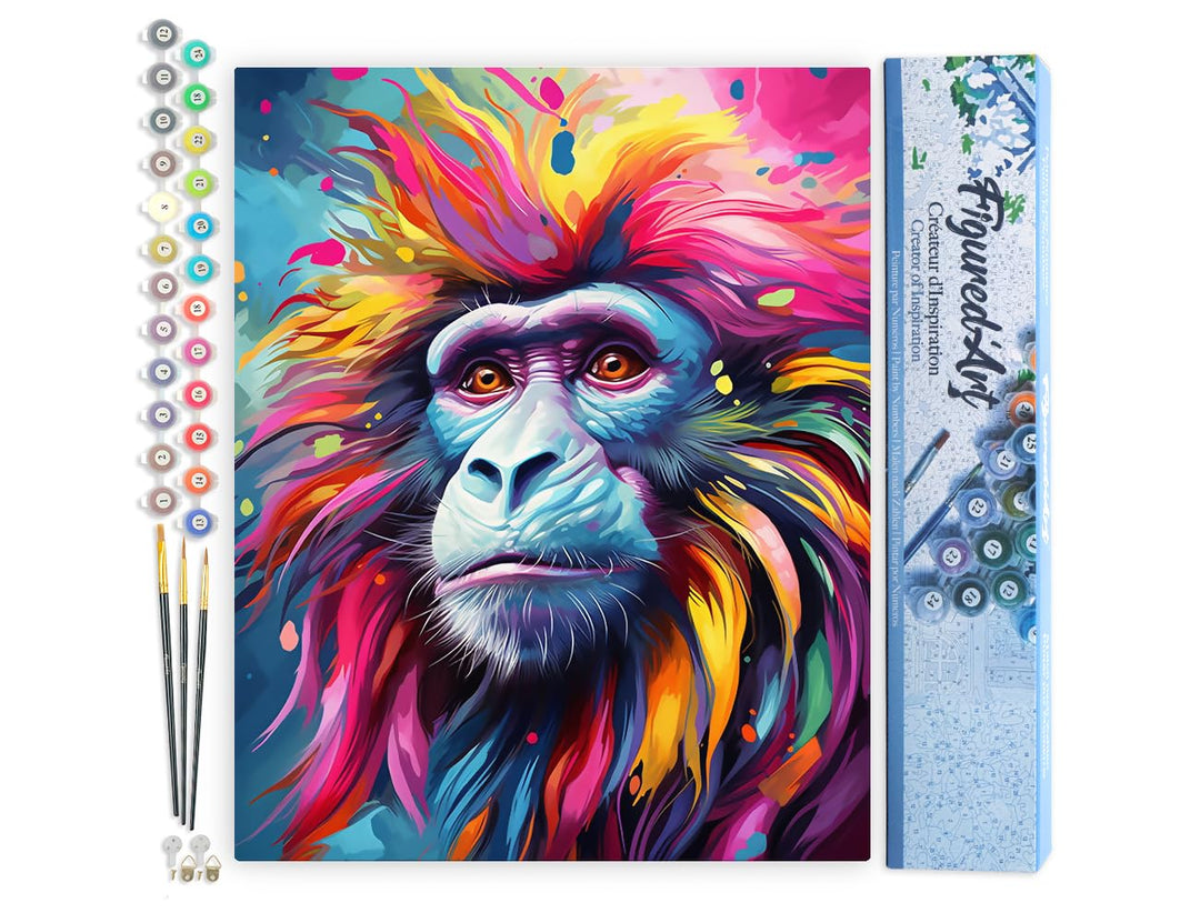 Figured'Art Malen Nach Zahlen Erwachsene Pavian Farbenfroh Abstrakt - Paint by Numbers Basteln DIY B