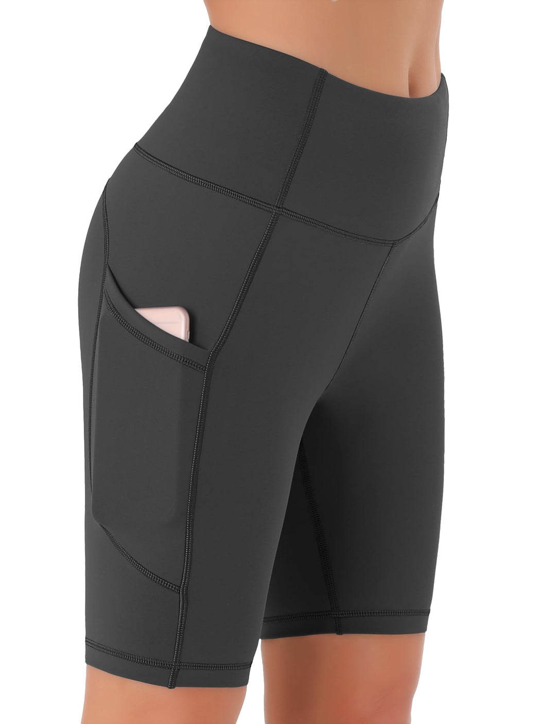 Persit Damen Kurze Leggings, Blickdicht Radlerhose mit Taschen, XS Klassischgrau