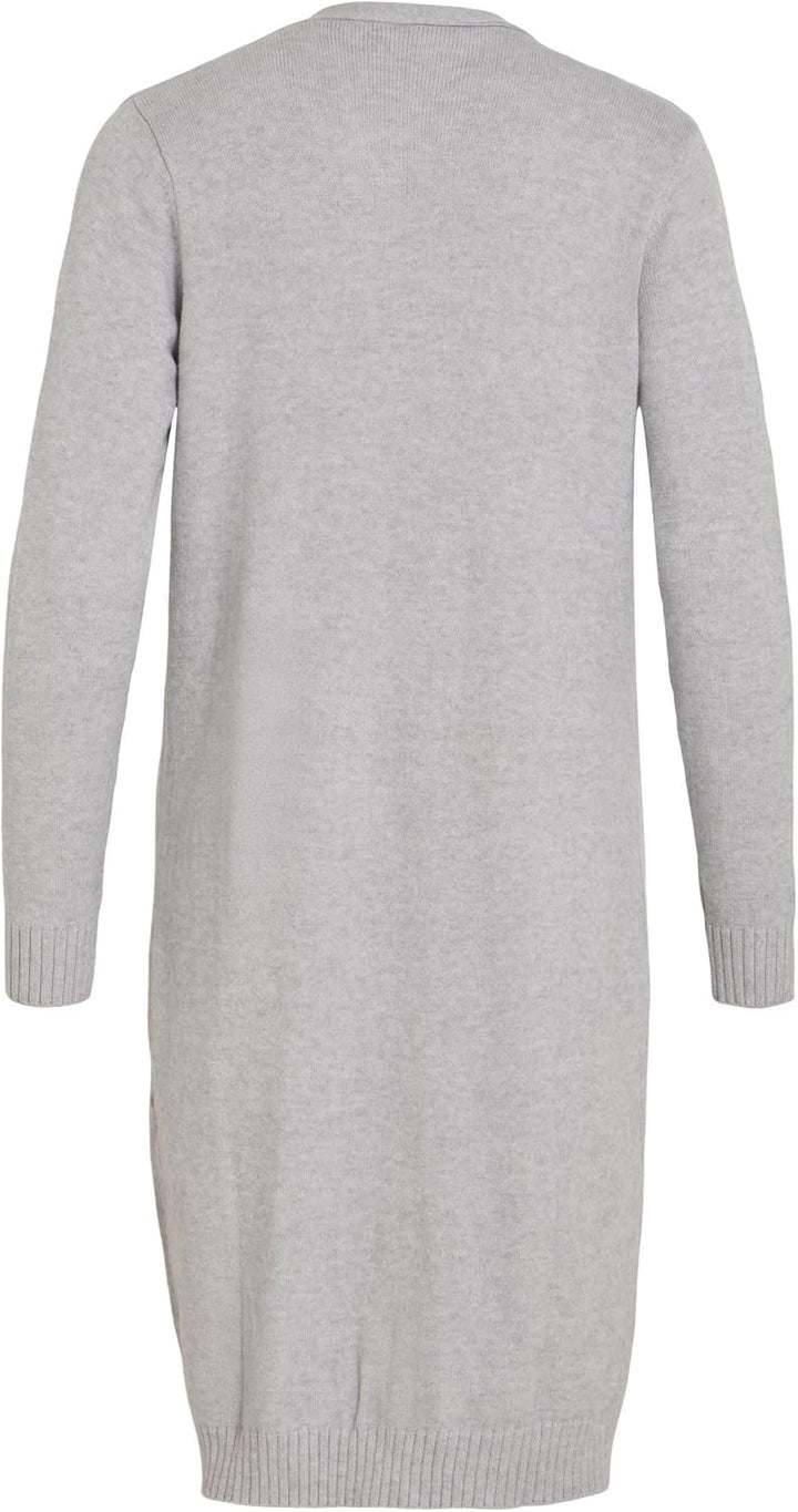 Vila Damen VIRIL Long L/S Knit Cardigan - NOOS 14042770 XS Grau (Light Grey Melange), XS Grau (Light