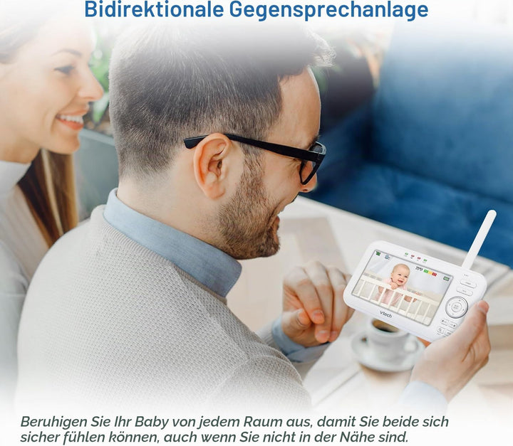 VTech VM5254 Babyphone mit Kamera 5 Zoll Video Baby Monitor, LCD-Farbbildschirm und Nachtsichtfunkti