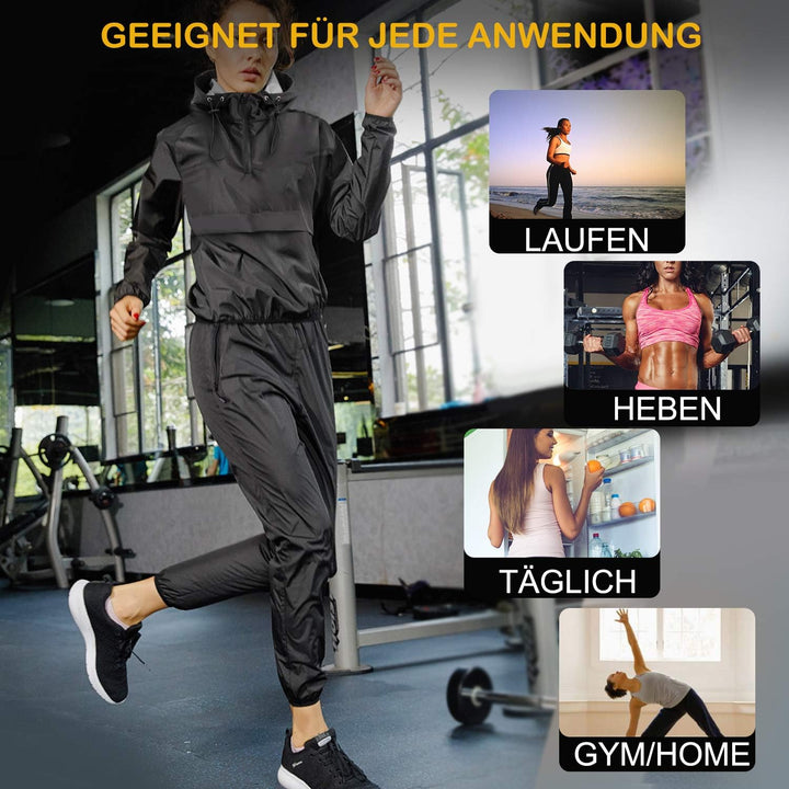 Bingrong Damen Sauna Jogginghose Sporthose Hohe Taille Trainingshose Lang Schwitzhose zum Abnehmen D
