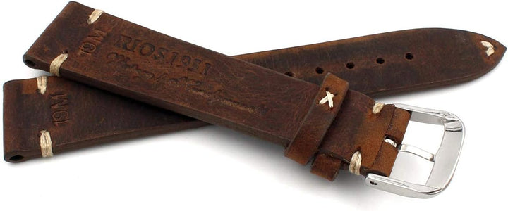 RIOS1931 Sagittarius Vintage Rindsleder Uhrenarmband handgemacht in Deutschland Robust 19mm braun Mo