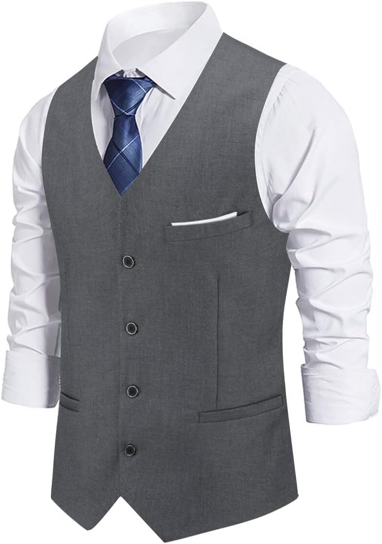 Allthemen Herren Weste Slim fit V Ausschnitt Anzugweste Ärmellose Westen für Business Hochzeit S #60