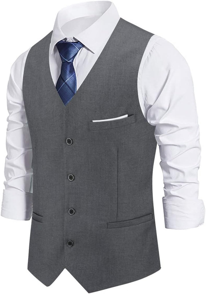 Allthemen Herren Weste Slim fit V Ausschnitt Anzugweste Ärmellose Westen für Business Hochzeit S #60