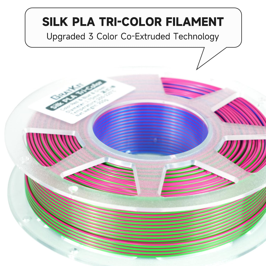 GratKit Silk PLA Filament für 3D Drucker, 1kg, Tricolor 4x250g, Multicolor | 1,75mm, Massgenauigkeit