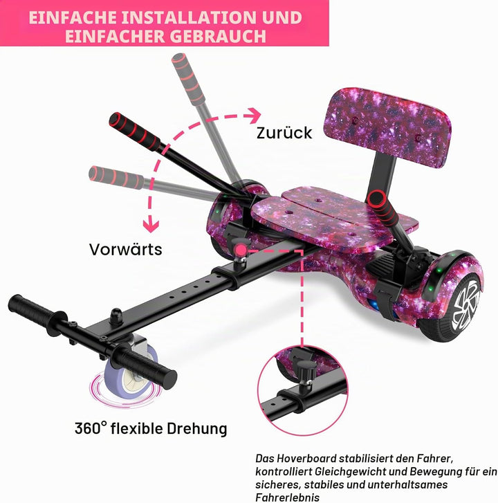 SISIGAD Hoverboard Kart Scooter für alle Gelände Self Balanciert 6,5 Zoll mit Bluetooth Lautsprecher
