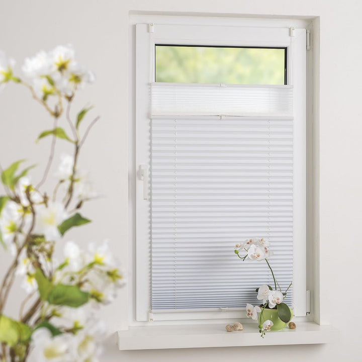 Liedeco® Plissee (Day and Night) verspannt mit Klemmträger / 75 x 130 cm weiss-weiss (Breite x Höhe)