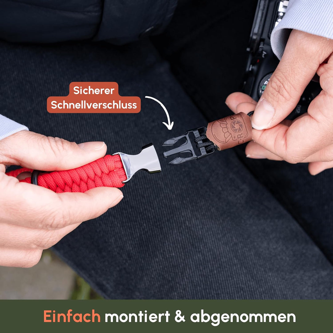 C-Rope Kamera Handschlaufe The Claw aus handgeflochtenem Paracord. Kameragurt mit Schnellverschluss-