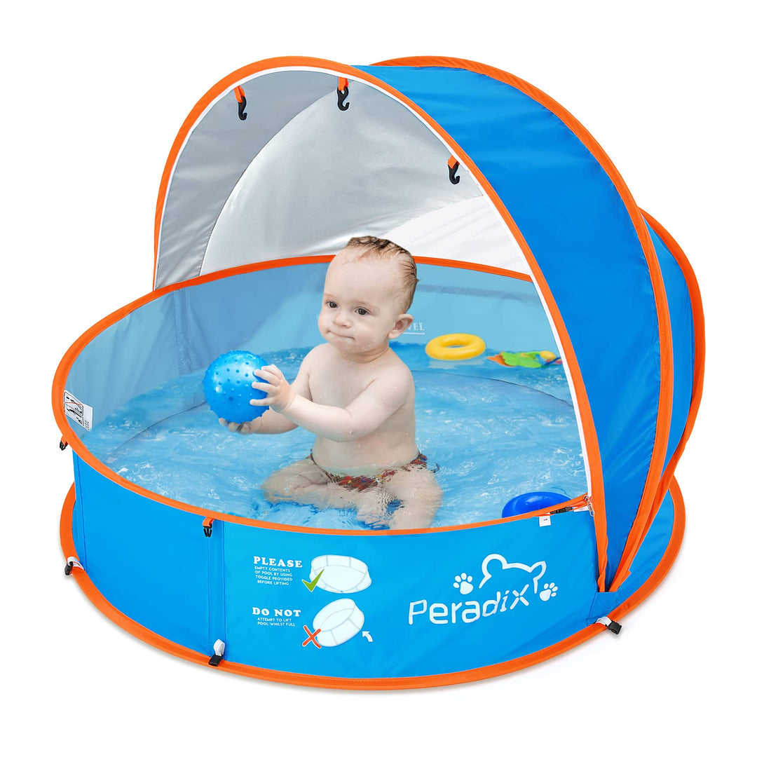 Peradix 4 in 1 Pop Up Baby Planschbecken,Babypool mit UV Schutz Bällepool, Baby Zelt Strandzelt mit