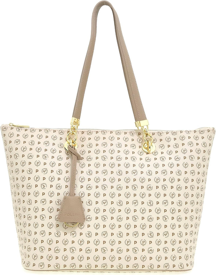 Pollini TE8410PP02Q1100A Tragetasche Damen Synthetisch 34X30X16 CM Elfenbein, 34X30X16 CM Elfenbein