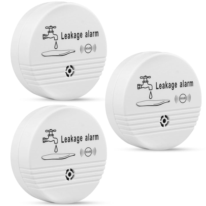 Wassermelder Wasseralarm Leck und Tropfen Alarm 90dB, 3 Stück Sirene Kabelloser Sensor Wasserstand,