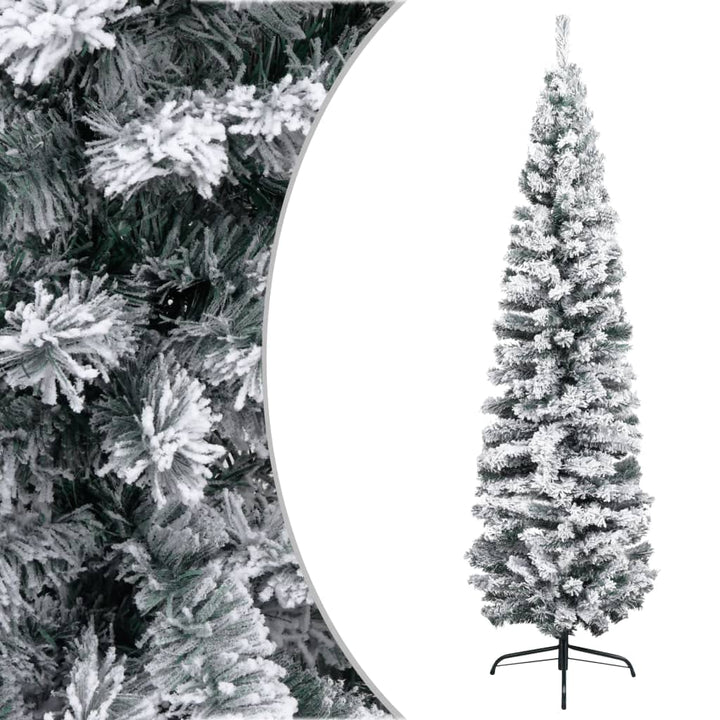 vidaXL Schlanker Künstlicher Weihnachtsbaum Beschneit Christbaum Tannenbaum Dekobaum Kunstbaum Weihn