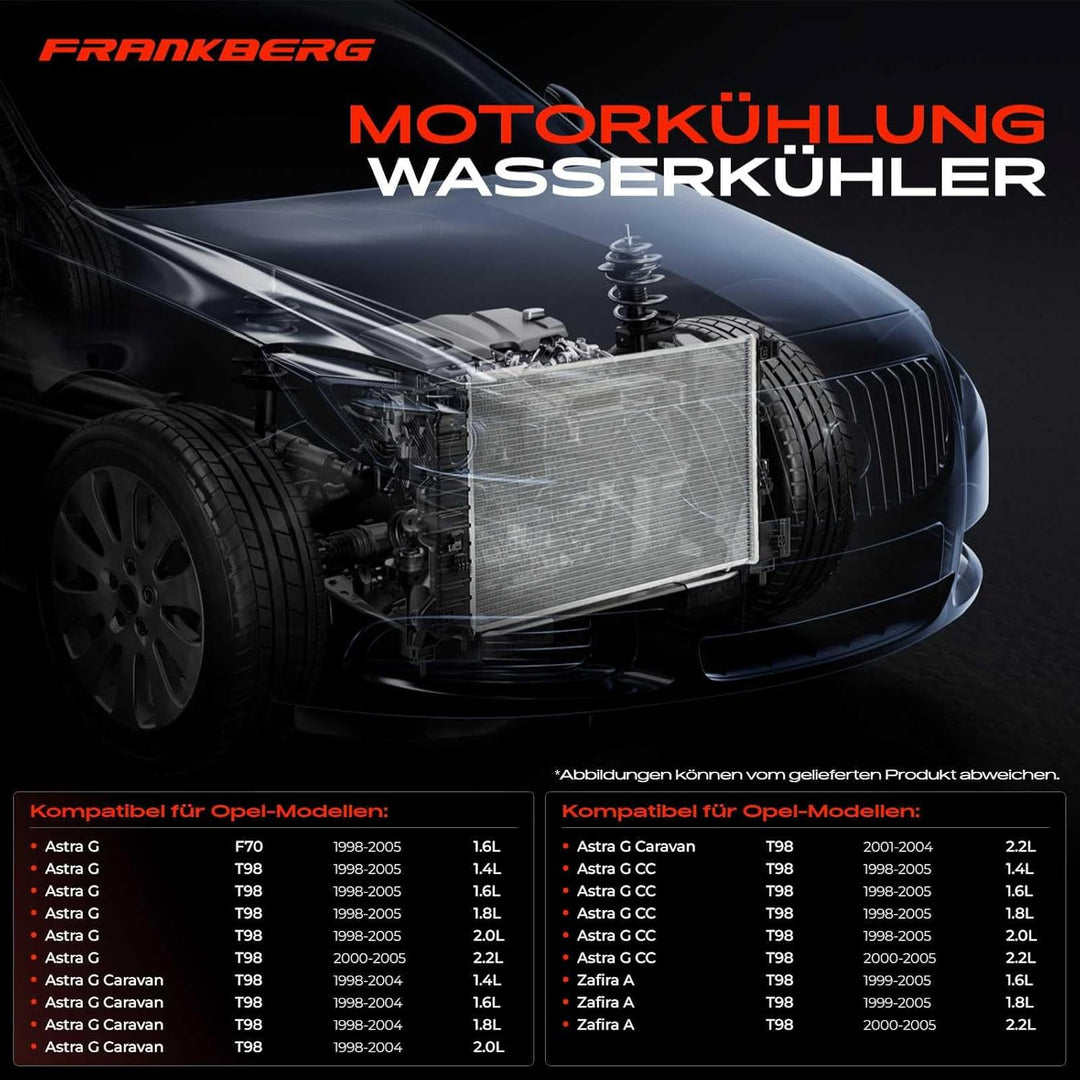 Frankberg Kühler Wasserkühler Motorkühler Schaltgetriebe Kompatibel mit Astra G Cabriolet F67 1.6L 2