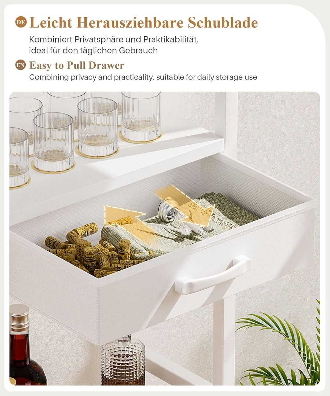 Yorbay Weinregal für 16 Flaschen, 4-Stöckiges Freistehendes Weinregal mit Glashaltere und Schublade,