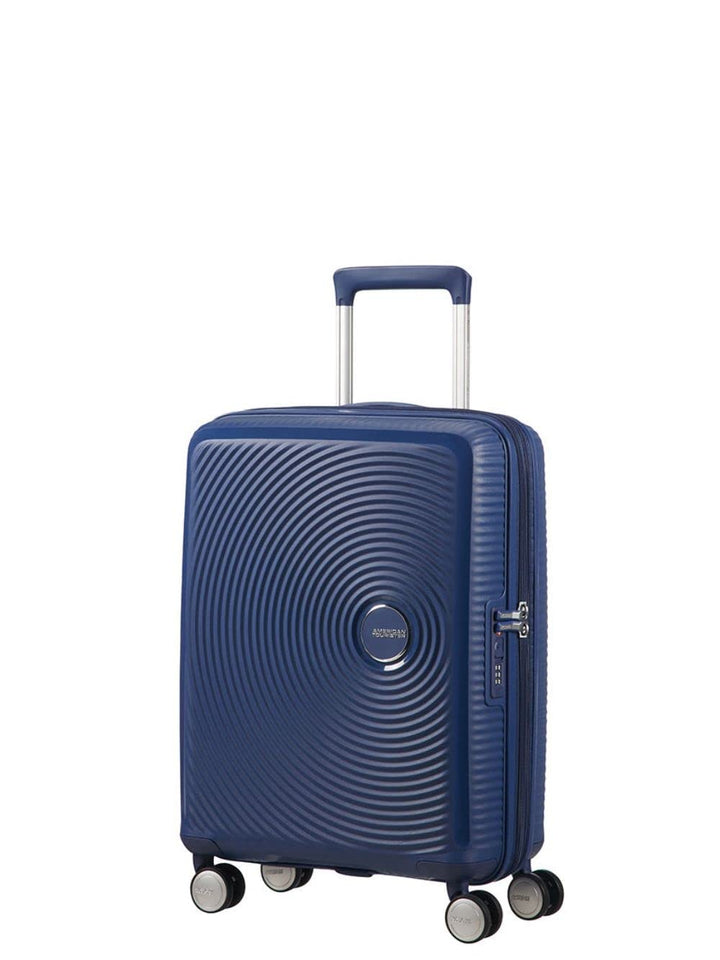 American Tourister Soundbox - Spinner S Erweiterbar Handgepäck, 55 cm, 35.5/41 L, Blau (Midnight Nav