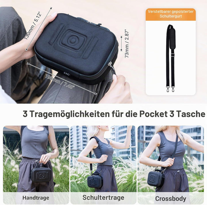 JJC Eva Umhängetasche für DJI Osmo Pocket 3 Tasche mit Schultergurt | Wasserdichte Koffer für DJI Os
