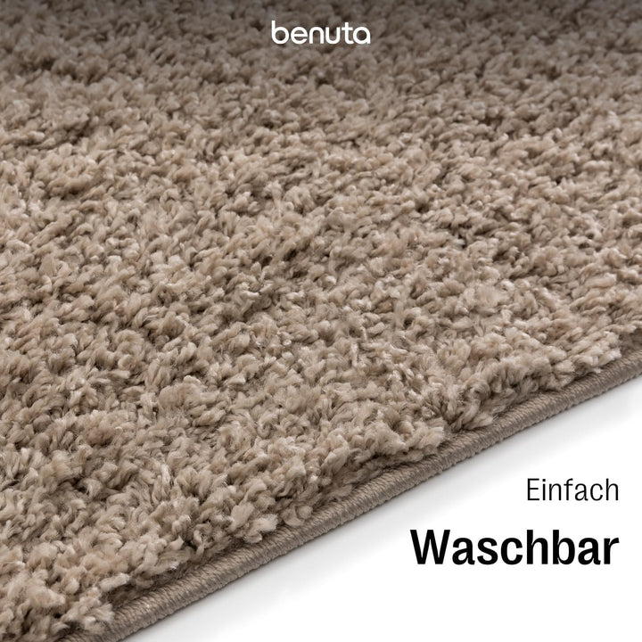 benuta pop Hochflorteppich Soho - Kunstfaser - Rund & im Style:  Uni - Pflegeleicht für Wohnzimmer S