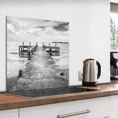 murando Spritzschutz Glas für Küche 80x80 cm Küchenrückwand Küchenspritzschutz Fliesenschutz Glasbil