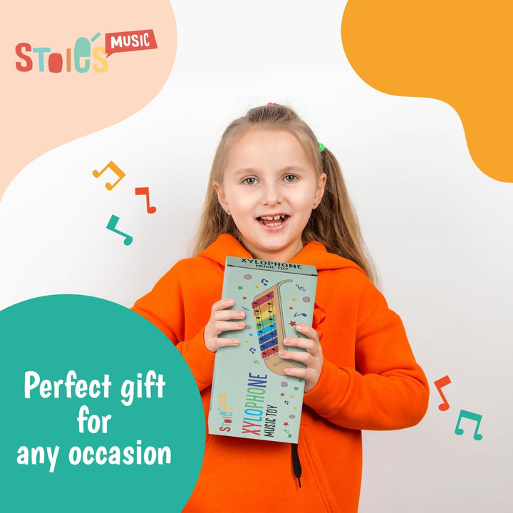 Stoie's 8 Fliesen Regenbogenfarben C-Key Xylofon Klavier Keyboard Spielzeug für Kinder Kleinkinder m