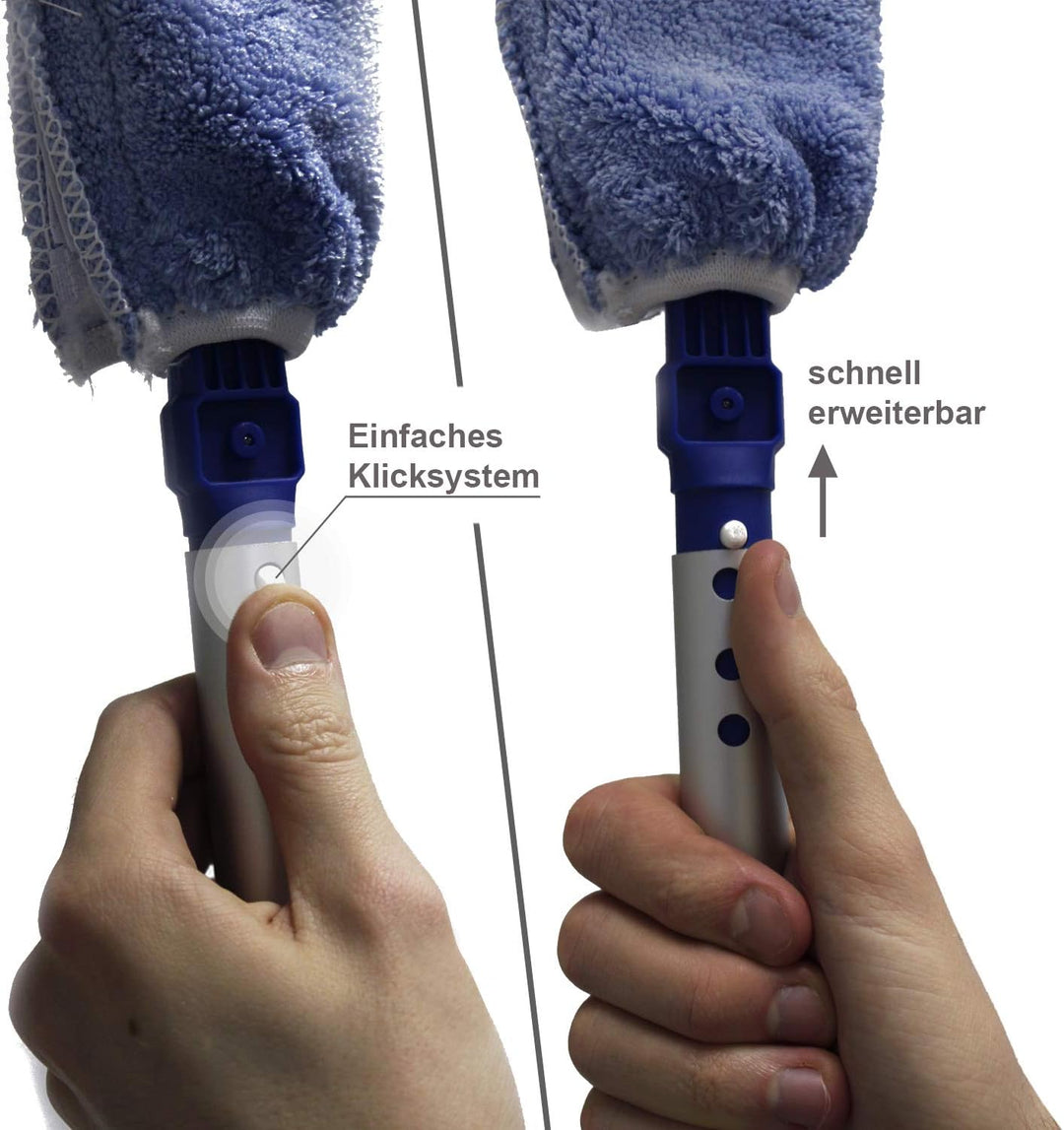 Putzen wie die Profis – Flex Dusty Staubwedel mit Teleskopstiel (70–175cm) - Flexibler Microfaser-St