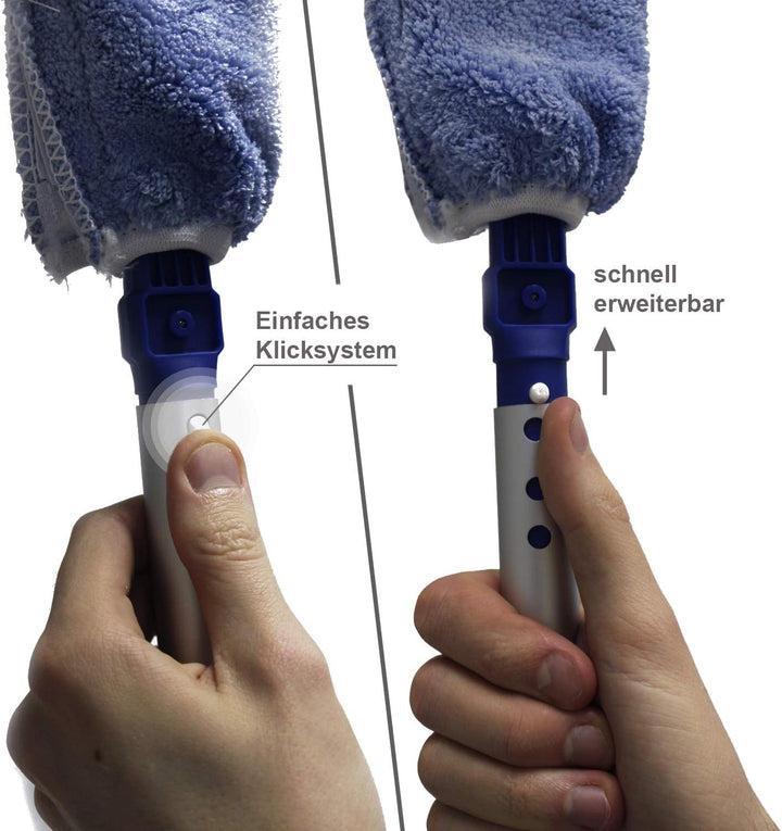 Putzen wie die Profis – Flex Dusty Staubwedel mit Teleskopstiel (70–175cm) - Flexibler Microfaser-St