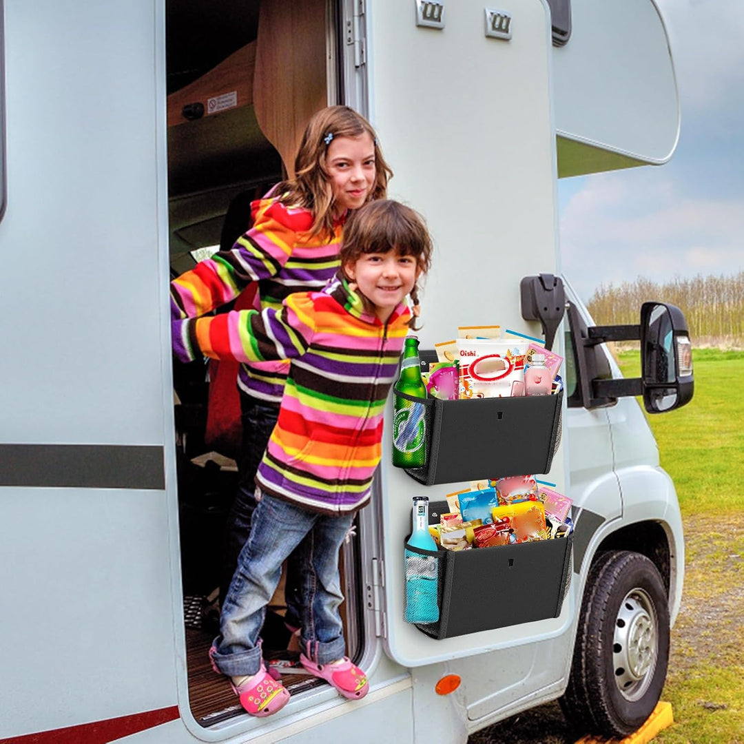 2 Stück Wohnmobil Organizer, Ohne Bohren Selbstklebend Hängeregal, Camping Tragbar Tür Organizer Mit