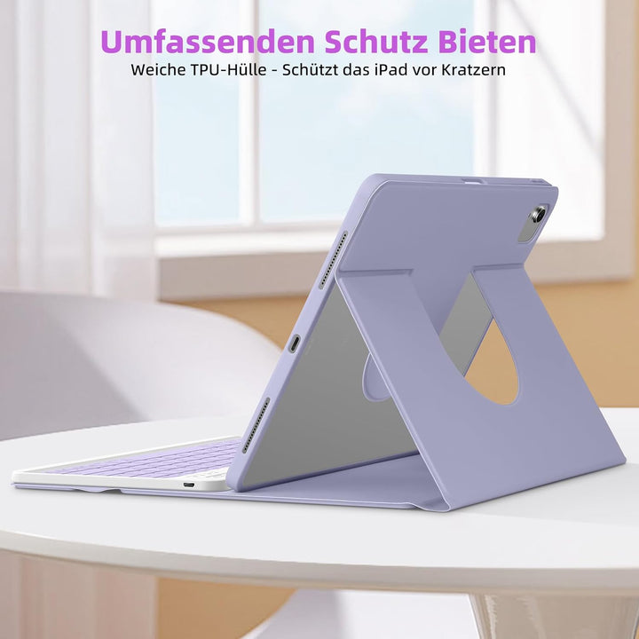 Bettdow für iPad Air 13 Zoll M3 2025/ M2 2024 Tastatur Hülle, Hoch-/Querformat Verwenden, QWERTZ Lay