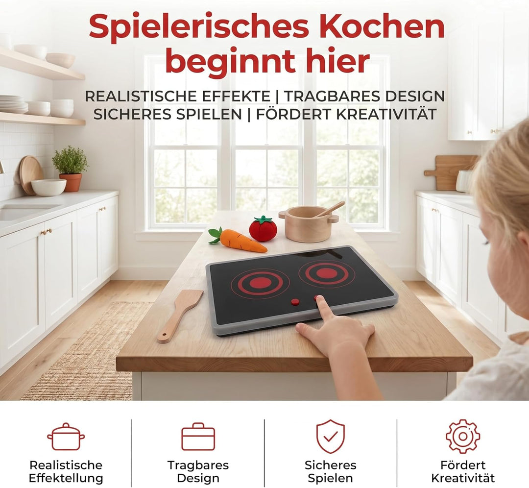 ibasenice Küchen Spielzeug Induktionsherd Tragbares Junge Mädchen Kochfeld Mit Sound Licht Effekten