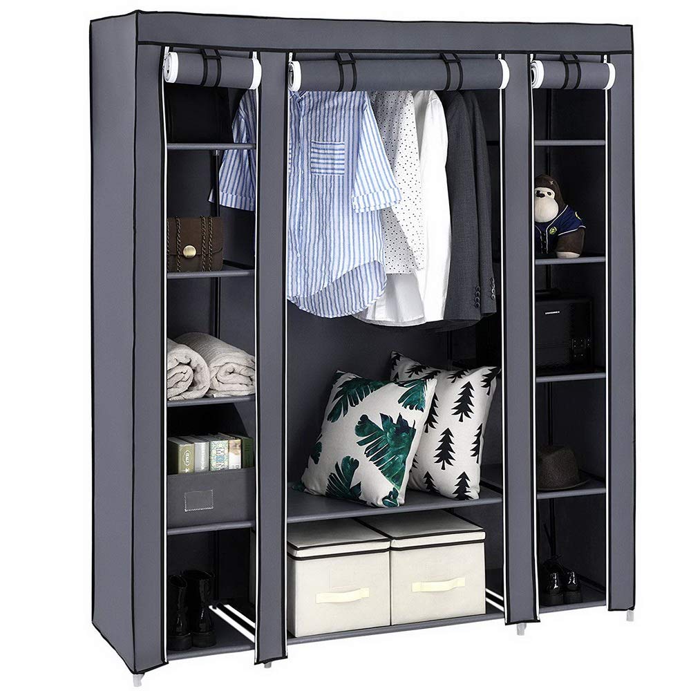 LEADZM Kleiderschrank, Faltschrank Stoffschrank Faltbare Garderobe Canvas mit Reissverschluss, Fäche