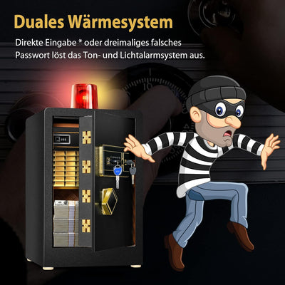COSTWAY 42,5L Safe Tresor mit Zahlenschloss | eingebauter abschliessbarer Box | abnehmbarem Regal |