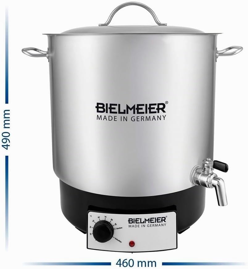 BIELMEIER Einkochautomat Glühweinautomat Neues Design Edelstahl 1800 W 29 Liter Edelstahlauslaufhahn