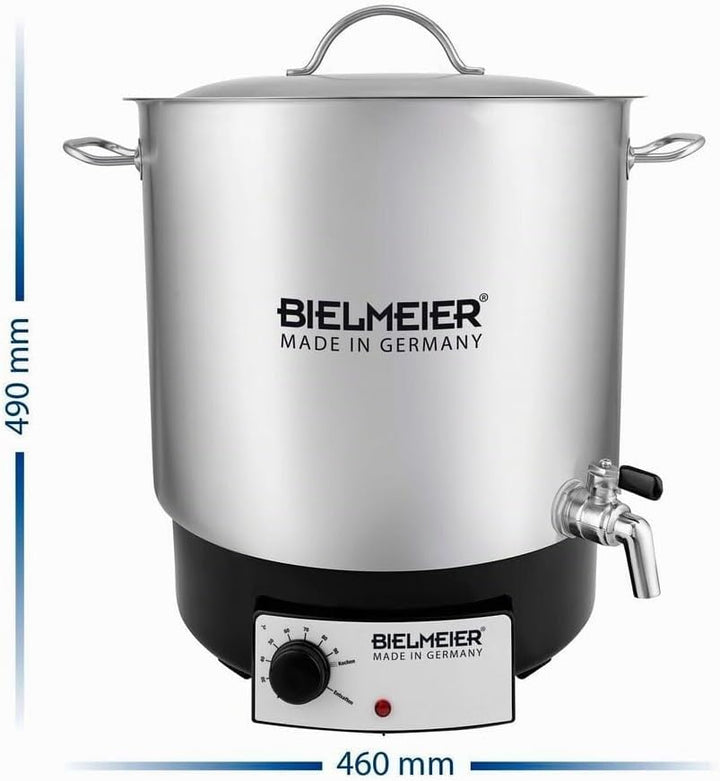 BIELMEIER Einkochautomat Glühweinautomat Neues Design Edelstahl 1800 W 29 Liter Edelstahlauslaufhahn