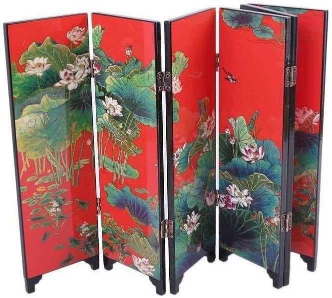 lachineuse Paravent Miniatur-Paravent, asiatische Dekoration Lotusrot, Lotusrot