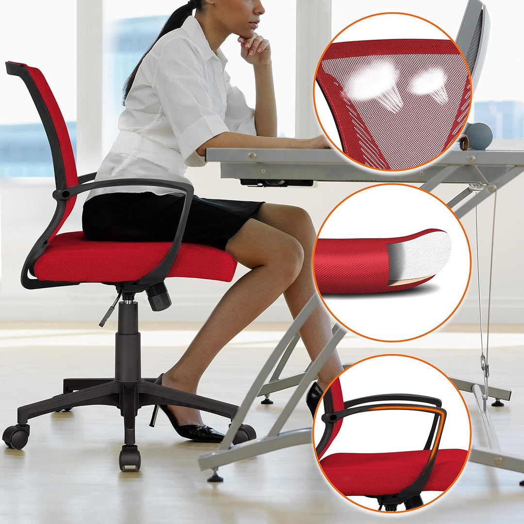 Yaheetech Bürostuhl Ergonomisch, Schreibtischstuhl mit Netzbespannung, Arbeitsstuhl mit Armlehnen, C