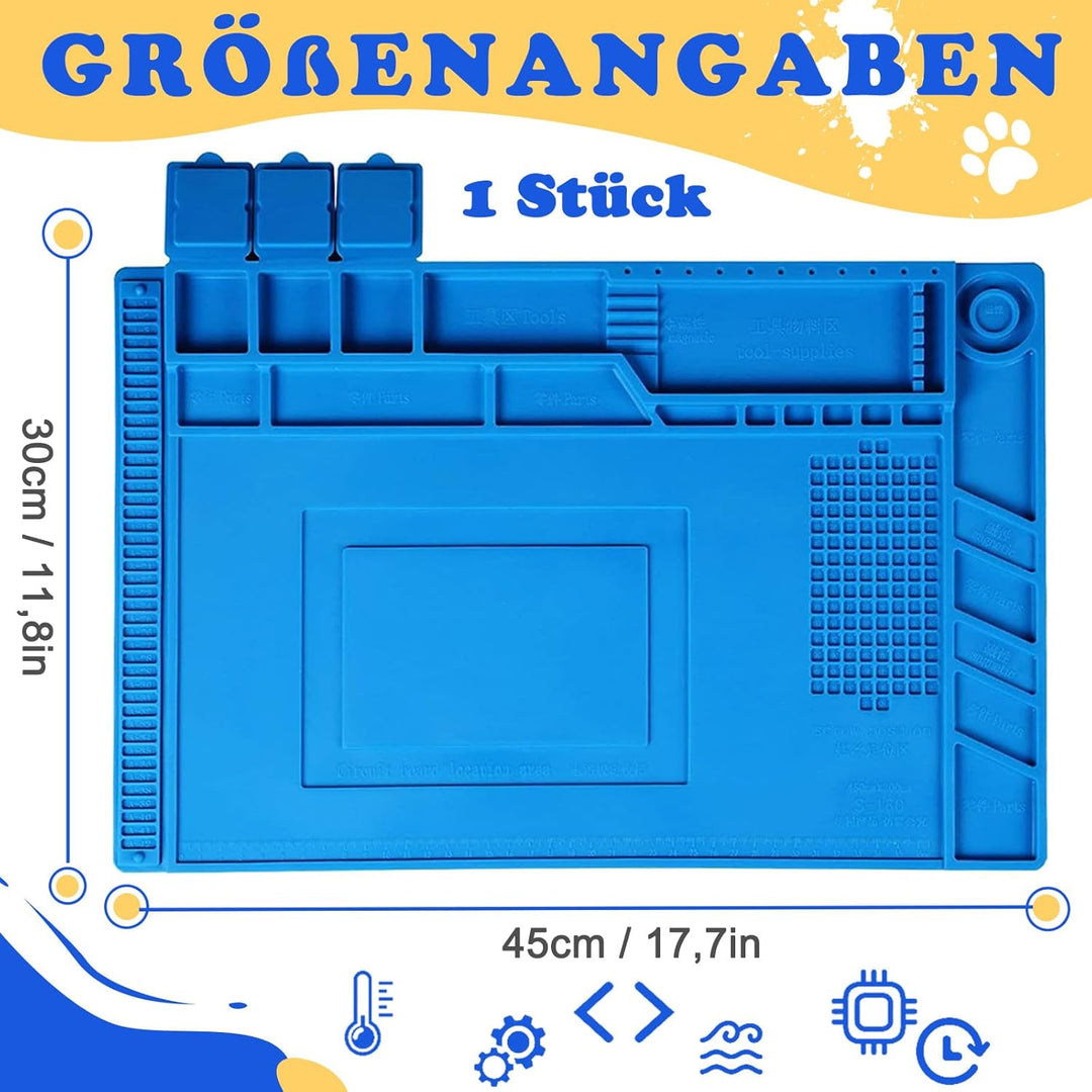 Magnetische Lötmatte, 500℃ Hitzebeständig Reparaturmatte, 45 x 30 cm Lötmatte Antistatische Reparatu