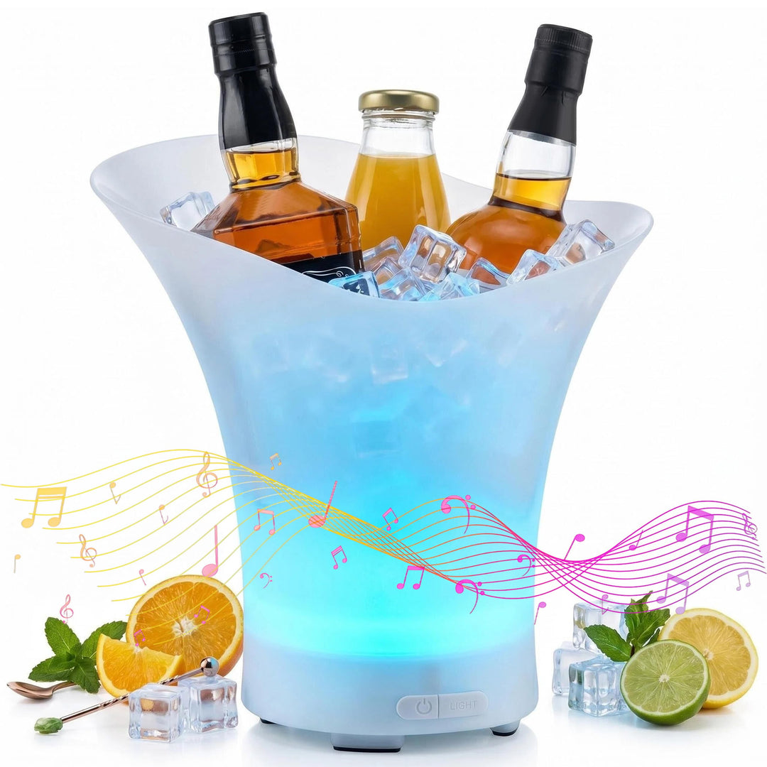 LED Sektkühler 7L, Champagner Kühler mit Bluetooth, Sektkühler mit Automatischem RGB-Farbwechsel, Wa
