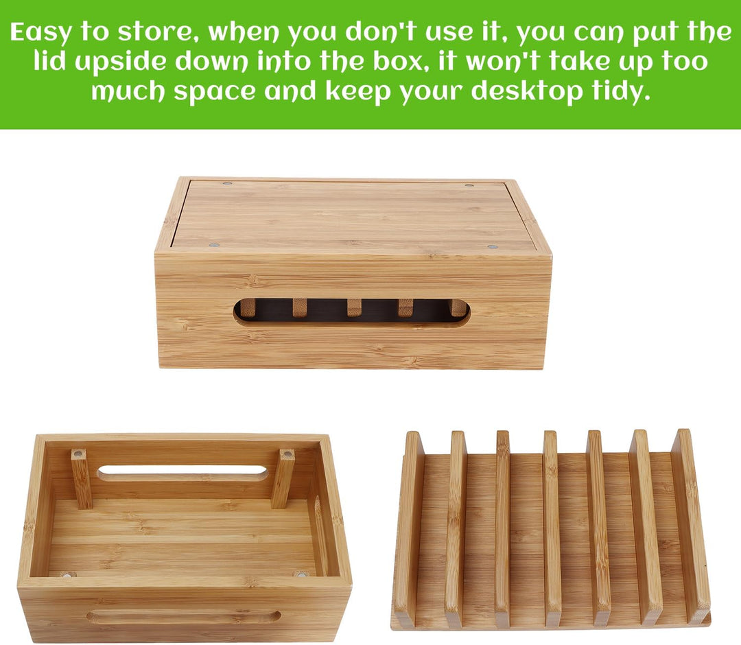 Tissting Ladestation Organizer für Mehrere Geräte, Holz Handy Dockingstation Tragbarer Tablet Comput
