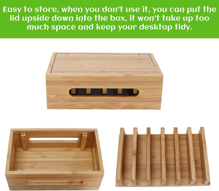 Tissting Ladestation Organizer für Mehrere Geräte, Holz Handy Dockingstation Tragbarer Tablet Comput