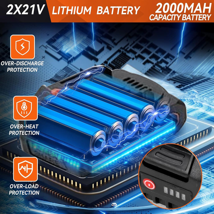 2-in-1 Akku-Pole Säge, hohe Zweigsäge Handkettensäge mit 4&6 Zoll Ketten 2pcs wiederaufladbare 21V B