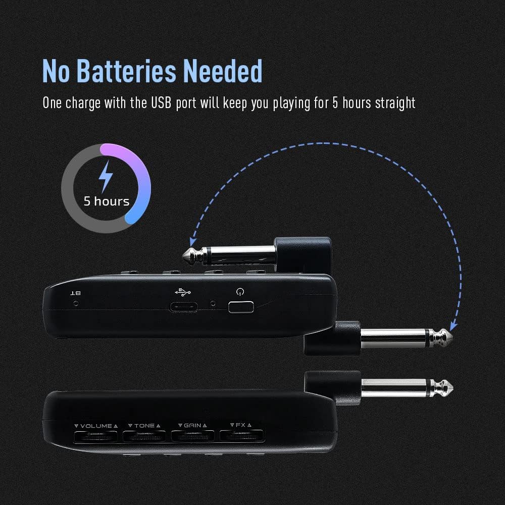 SONICAKE Mini Gitarre Kopfhörer Verstärker Bluetooth Multi-Effekte Plug-In USB aufladbar Portable Am