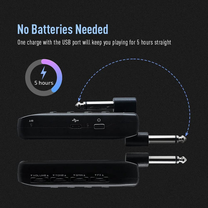 SONICAKE Mini Gitarre Kopfhörer Verstärker Bluetooth Multi-Effekte Plug-In USB aufladbar Portable Am