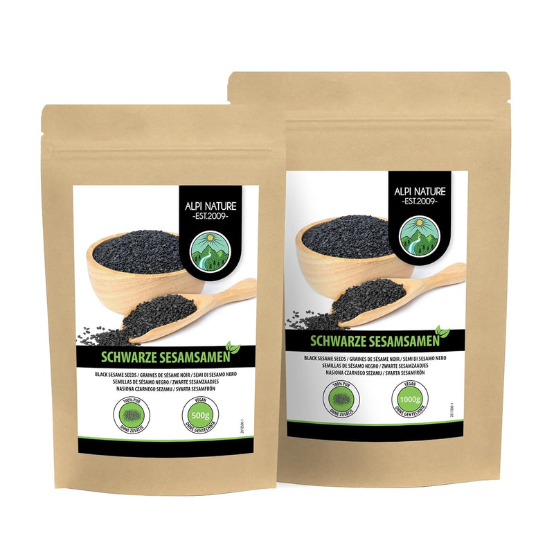 Sesam schwarz (1kg), Schwarzer Sesam 100% natürlich, Schwarze Sesamsamen ohne Zusätze Sesamsamen 1 K