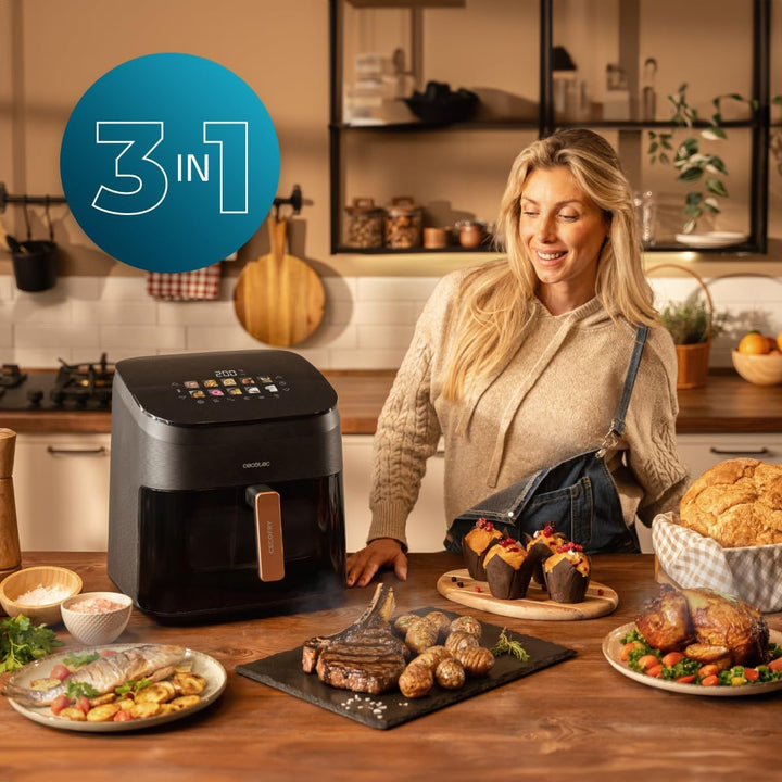 Cecotec Heissluftfritteuse ohne Öl - 8,5L - Grill - Doppelwiderstand - Integrierter Smoker - Air Fry