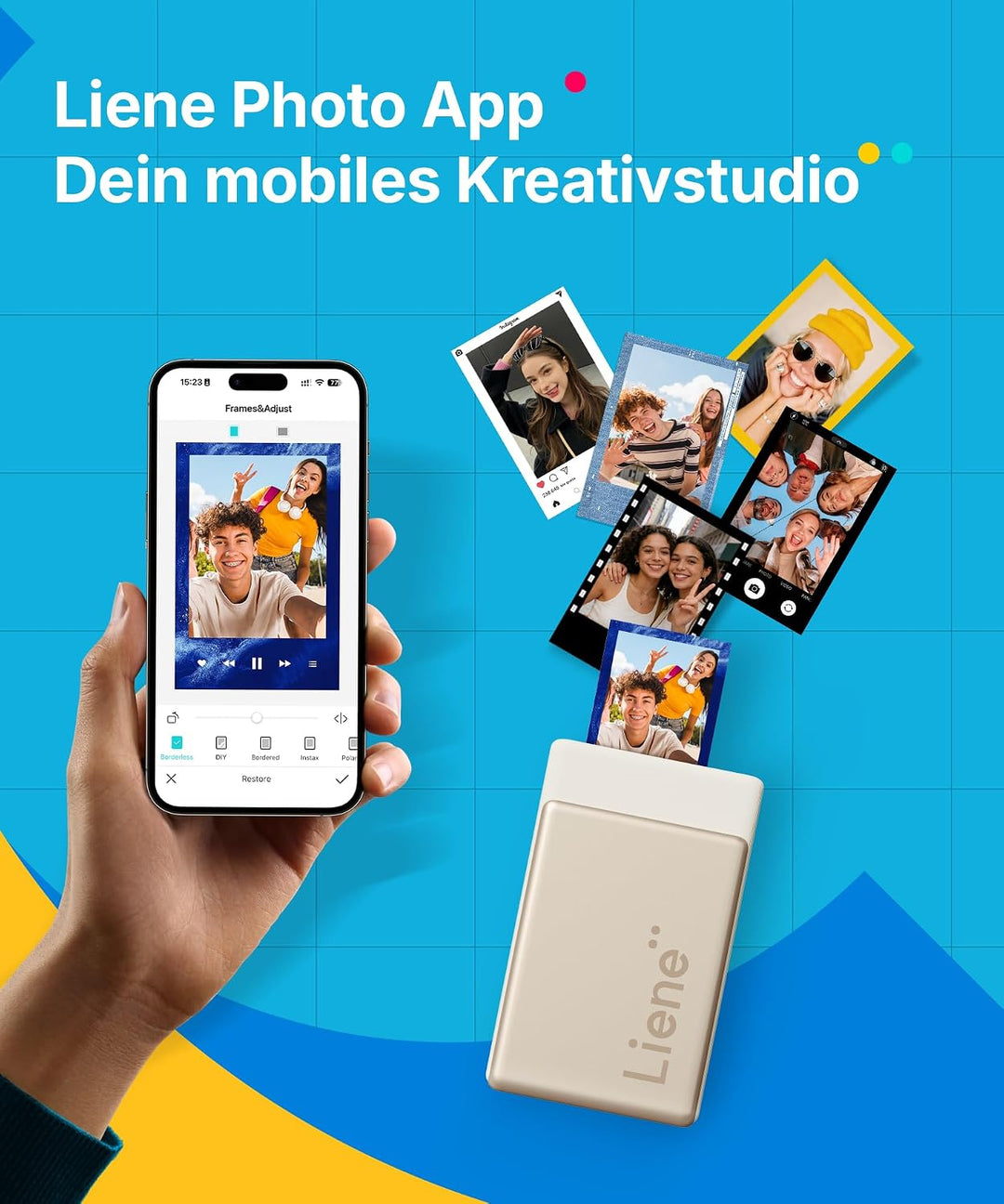 Liene Pearl N200 Pro Tragbarer Mini Fotodrucker mit Farbsublimation – Inkl. 50 selbstklebende Fotos