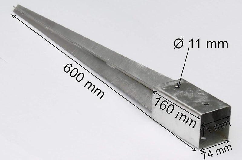 10 Stk 70mm Pfostenträger Einschlaghülse Bodenhülse kurz 600mm Holz-pfosten Zaun