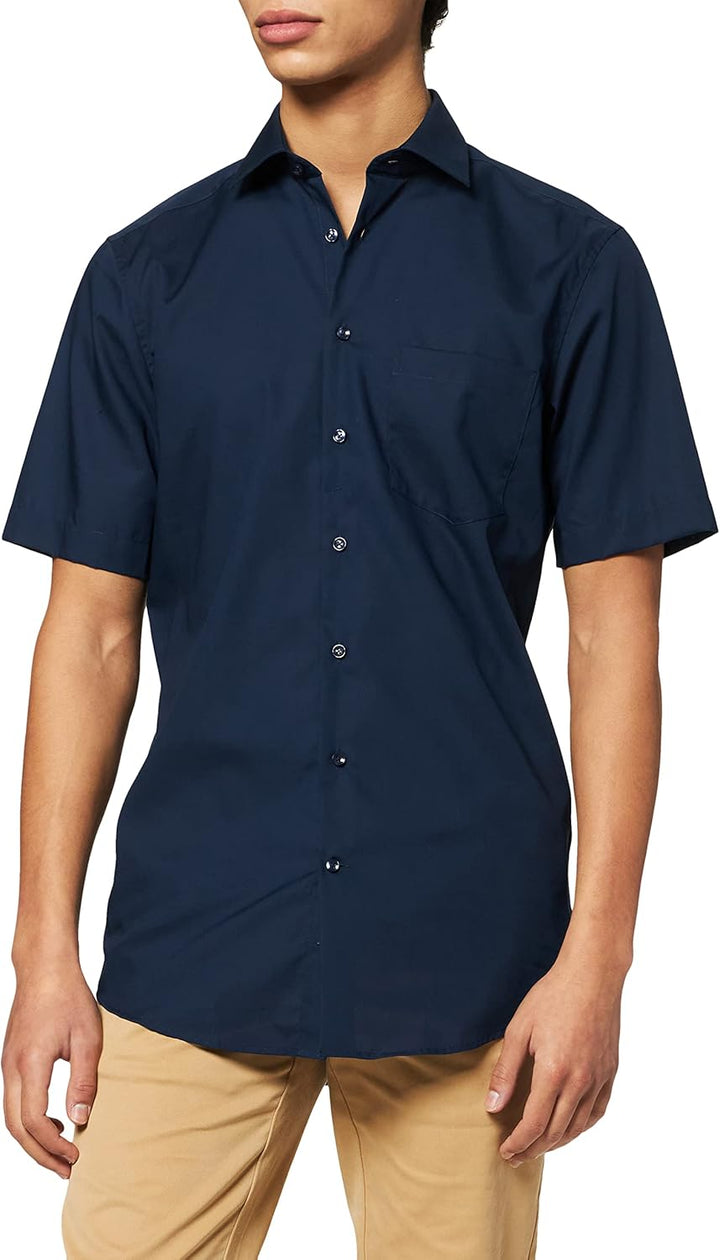 Seidensticker Herren Men Regular Shortsleeve Businesshemd 38 Dunkelblau(001001), 38 Dunkelblau(00100