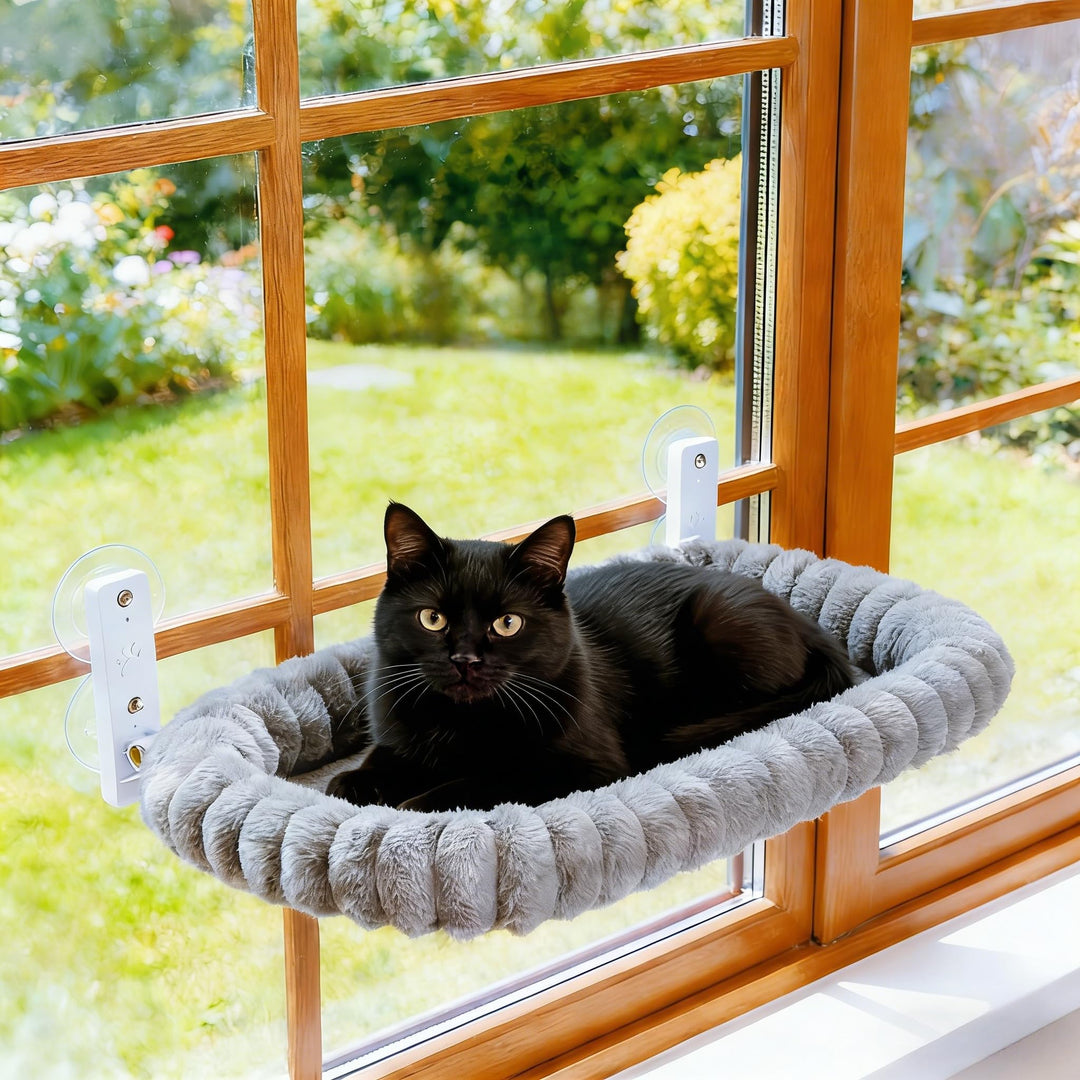Katzen Fensterliege Faltbar mit 4 Saugnäpfen – Stabiles Katzenbett &amp; Hängematte fürs Fensterbrett bi