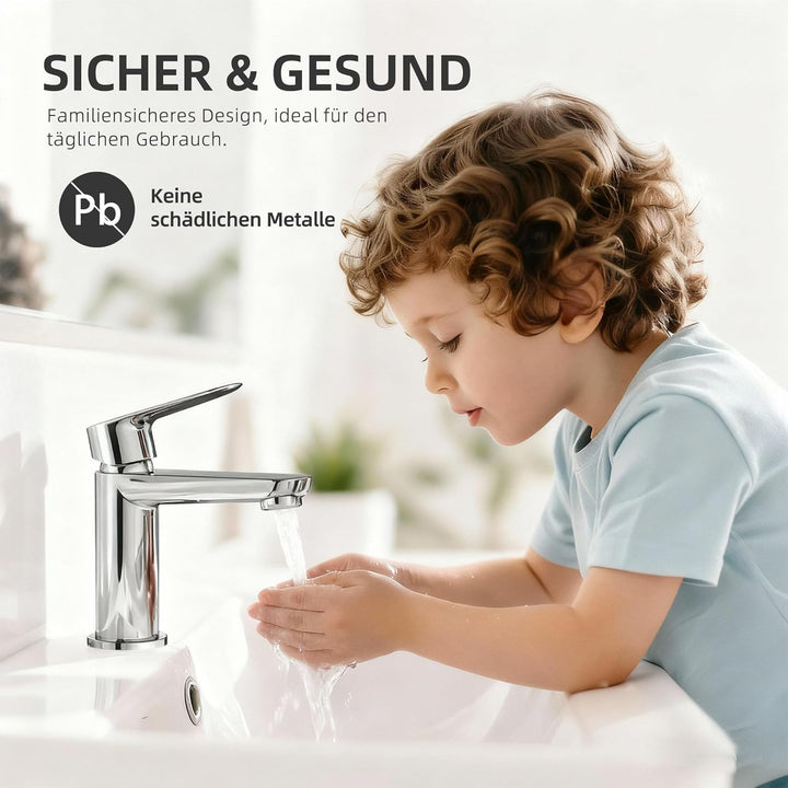 BELZ Wasserhahn Bad, Einhebel-badarmatur, Armatur Badezimmer, Mischbatterie Bad, Höhe 85 mm, Energie