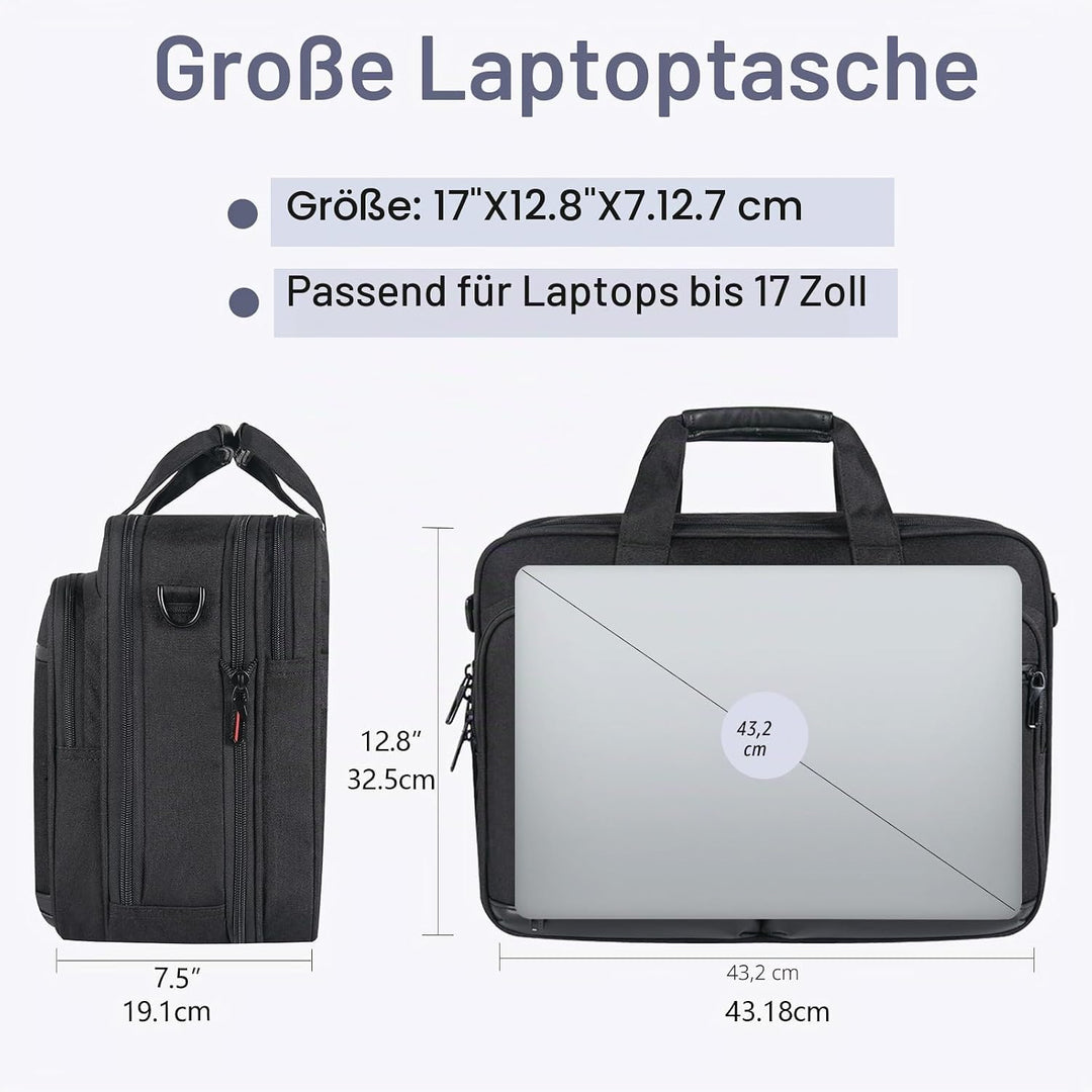 VANKEAN Laptoptasche Damen Herren Business Aktentasche 17.3 Zoll, Passend für bis zu Laptops, Wasser