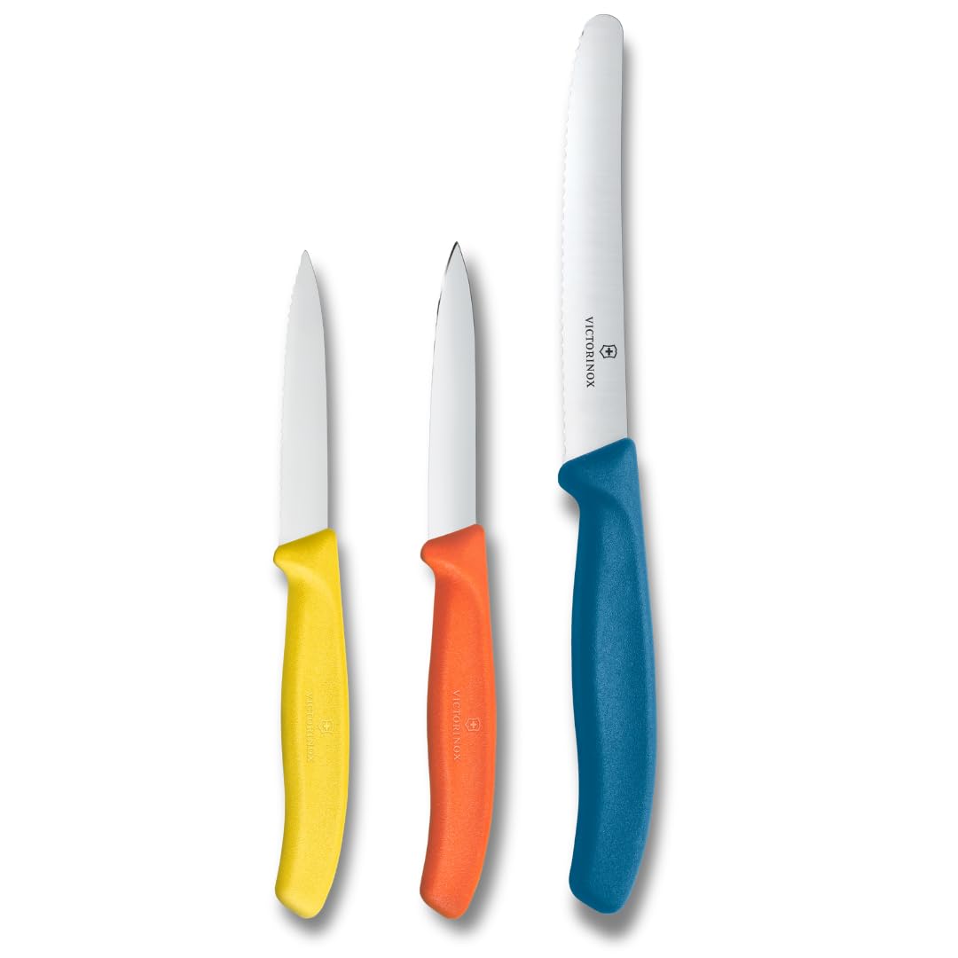 Victorinox Swiss Classic Küchenmesser Set, 3teilig, Gemüse-, Tomaten- und Frühstücksmesser, Scharfe